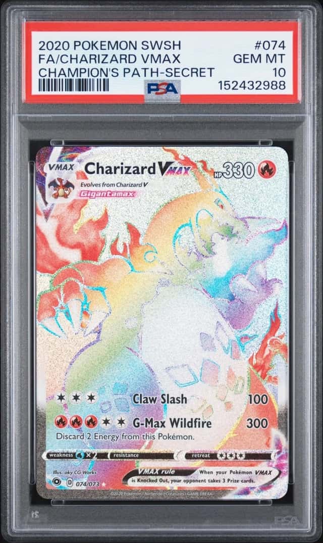 2020 POKEMON SWORD & SHIELD CHAMPION'S PATH #074 FULL ART/CHARIZARD VMAX PSA 10