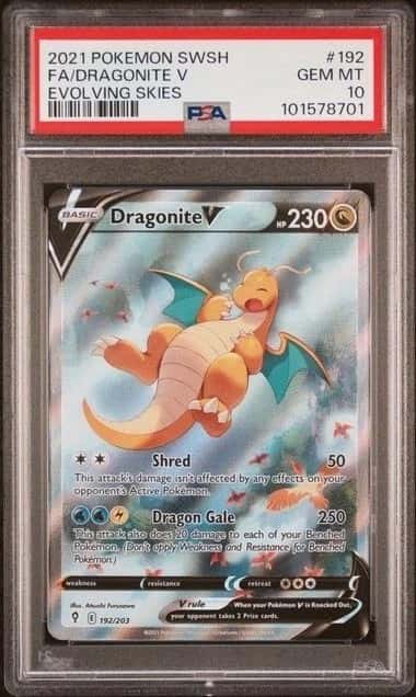 POKEMON FA/DRAGONITE V 2021SW&SH EVOLVING SKIES #192 EVOLVING SKIES PSA 10