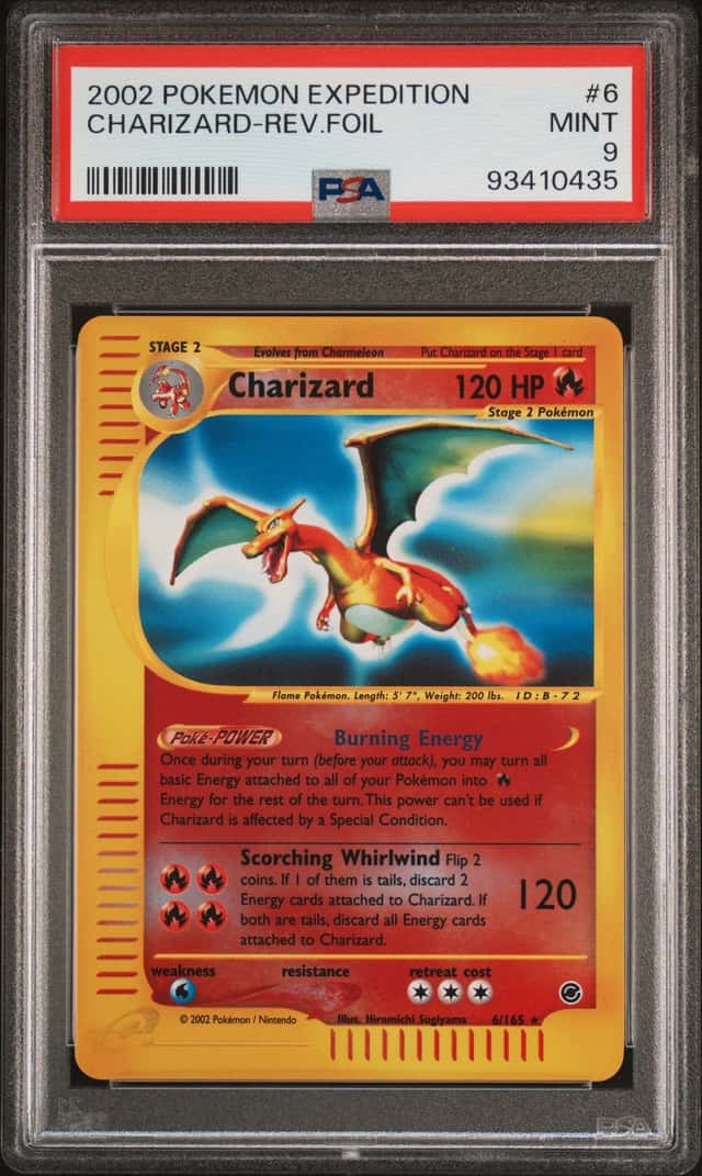 2002 Pokemon Expedition Charizard Reverse Foil Holo #6/165 PSA 9