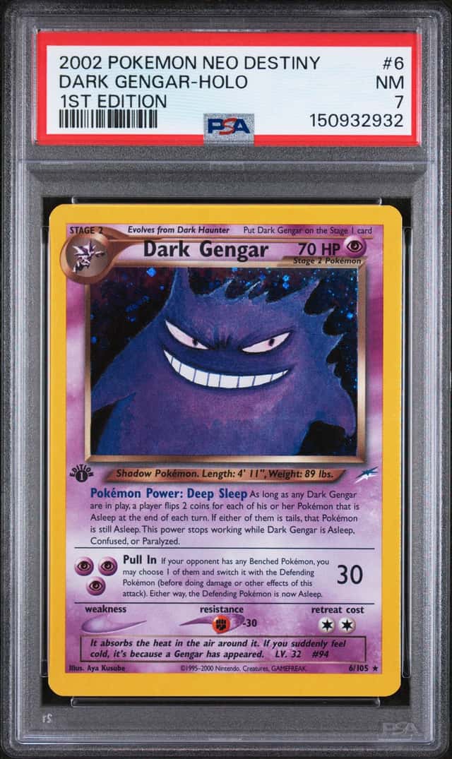 2002 Pokemon Neo Destiny 1st Edition Holo Dark Gengar PSA 7 #6/105