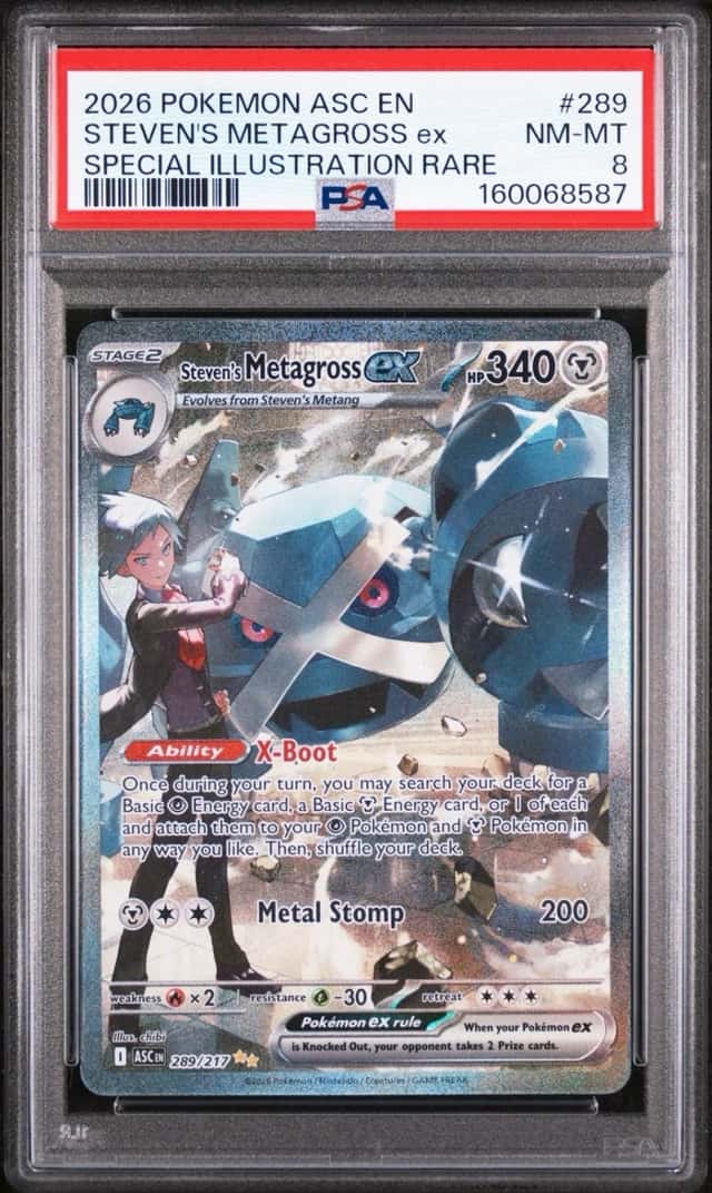 2026 Pokemon Ascended Heroes Steven's Metagross ex 289/217 PSA 8