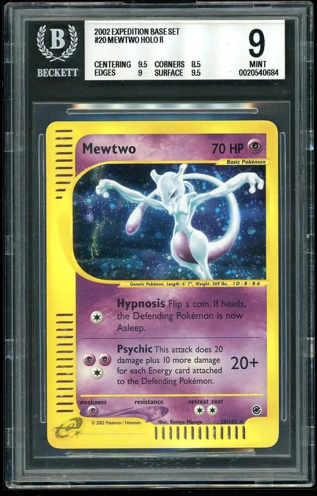 2002 Pokemon Mewtwo HOLO R Expedition Base Set #20 BGS 9