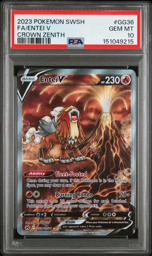 2023 POKEMON SWORD & SHIELD CROWN ZENITH #GG36 FULL ART/ENTEI V PSA 10