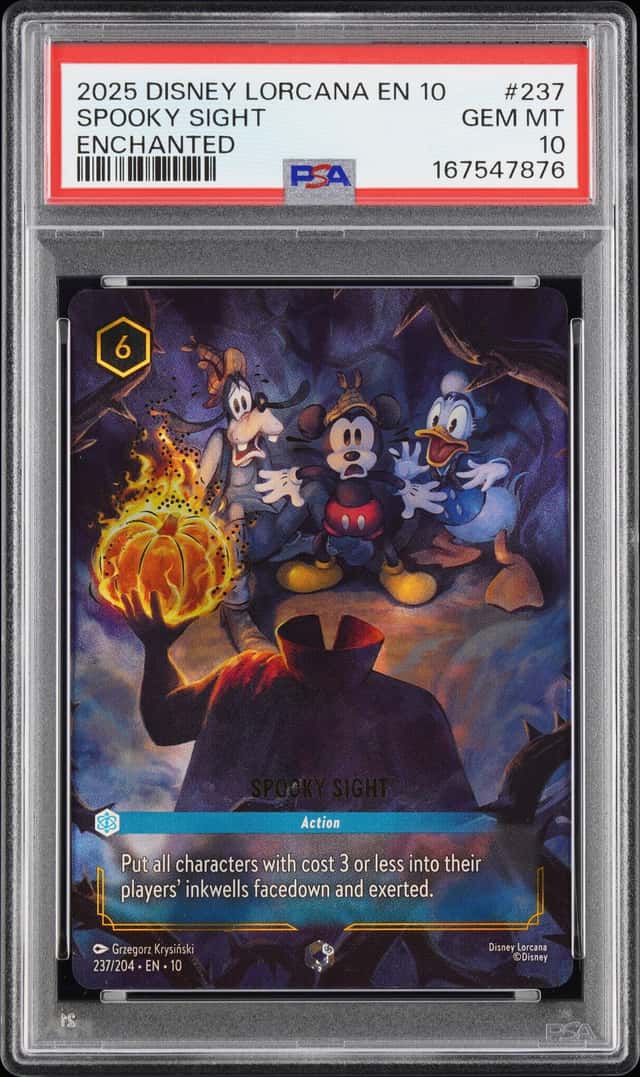 2025 Disney Lorcana EN 10 Enchanted #237 Spooky Sight PSA 10 GEM MINT