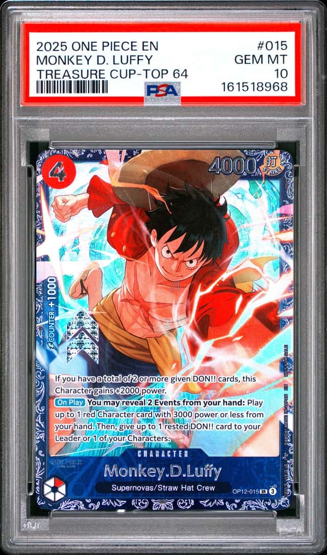 2025 ONE PIECE PROMOS TREASURE CUP-TOP 64 #015 MONKEY D. LUFFY PSA 10