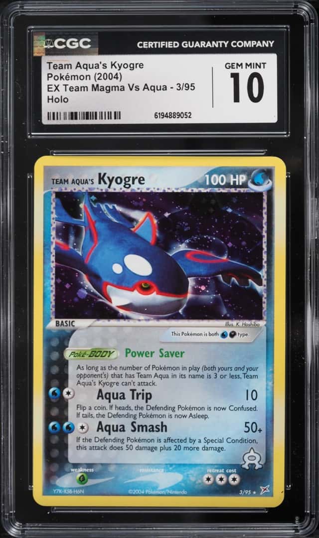 2004 Pokemon EX Team Magma VS Aqua Holo Team Aqua's Kyogre #3 CGC 10 GEM MINT