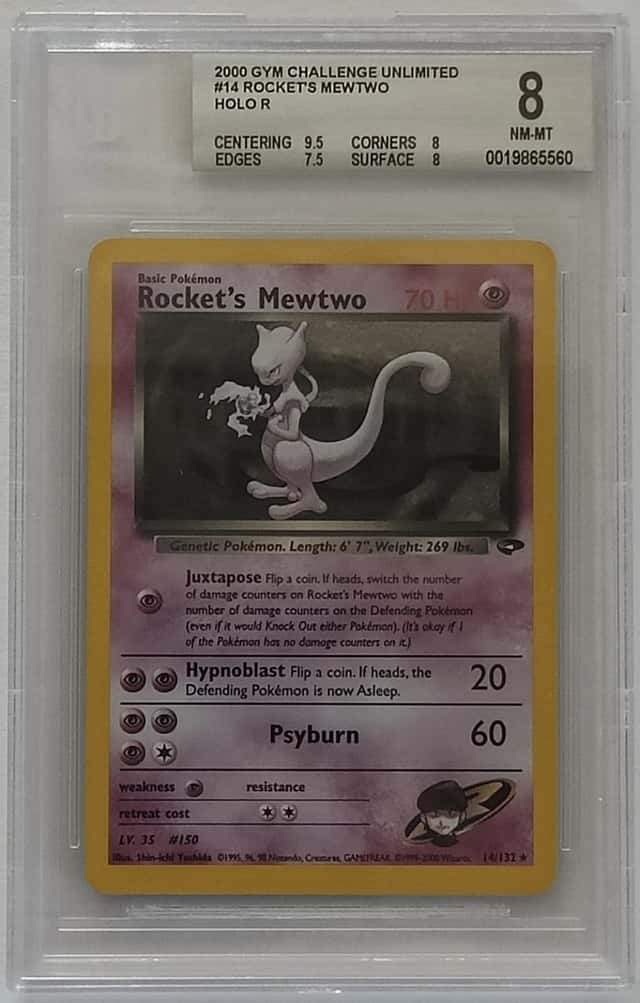 Pokemon TCG 2000 Gym Challenge Rocket's Mewtwo 14/132 Holo Rare Unlimited BGS 8