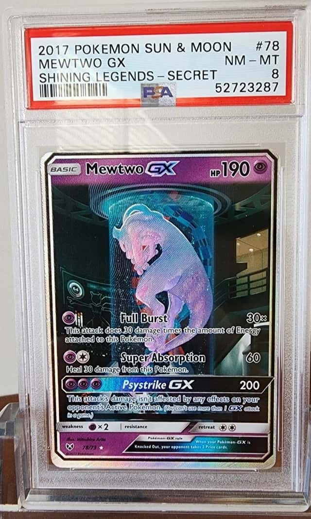 2017 POKEMON SUN & MOON MEWTWO GX SHINING LEGENDS 78/73 PSA 8 NM - MT