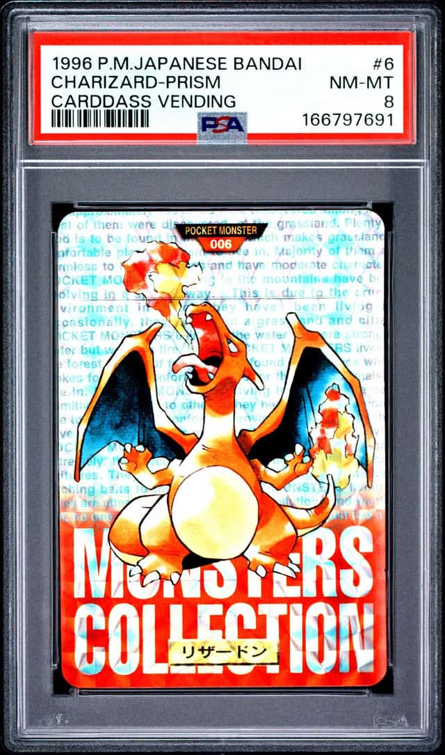 1996 POKEMON JAPANESE BANDAI CARDDASS VENDING #6 CHARIZARD-PRISM PSA 8