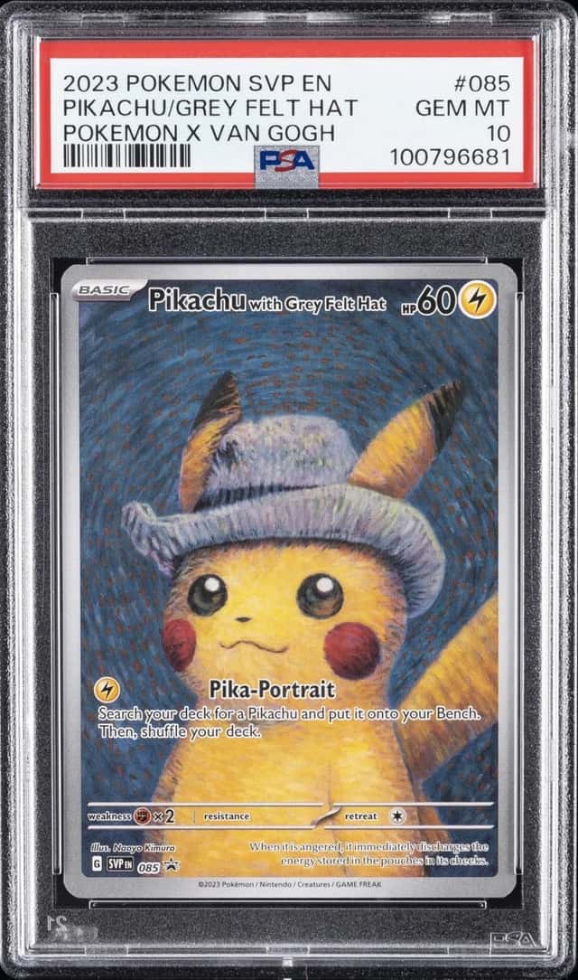 2023 POKEMON SVP POKEMON X VAN GOGH #085 PIKACHU WITH GREY FELT HAT PSA 10