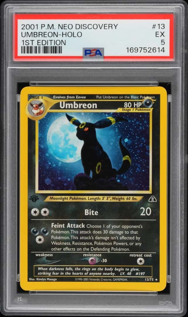 2001 POKEMON NEO DISCOVERY 1ST EDITION #13 UMBREON-HOLO PSA 5