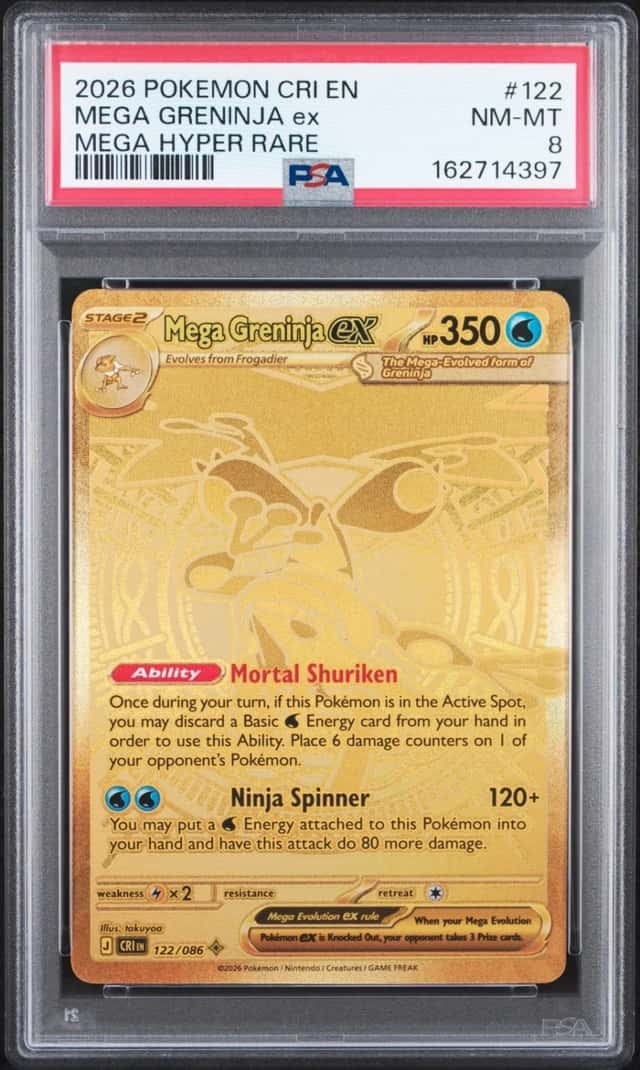 2026 POKEMON CRI EN-CHAOS RISING MEGA HYPER RARE #122 MEGA GRENINJA EX PSA 8