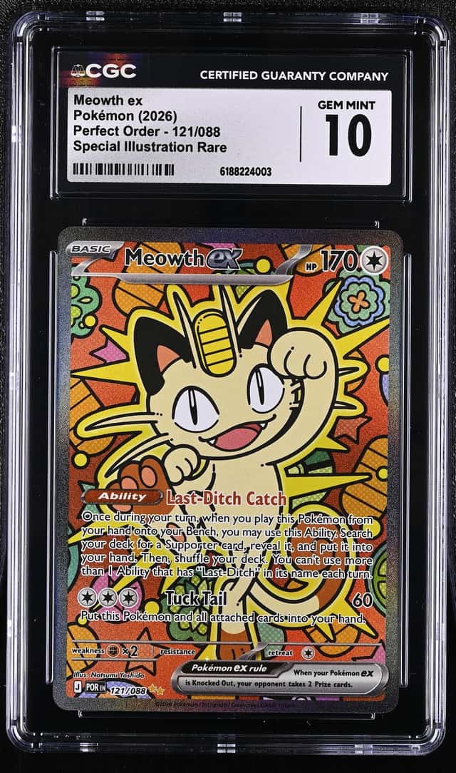 POKEMON MEOWTH EX 2026 PERFECT ORDER #121/088 SPECIAL CGC 10 Q7285