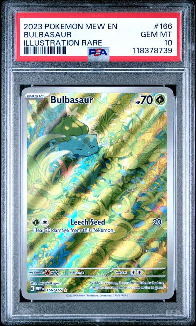 Pokemon TCG Bulbasaur 166/165 SV 151 Illustration Rare Holo EN PSA 10 2023