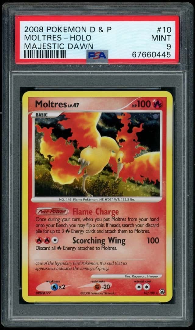 2008 POKEMON MOLTRES-HOLO DIAMOND & PEARL MAJESTIC DAWN #10 PSA 9