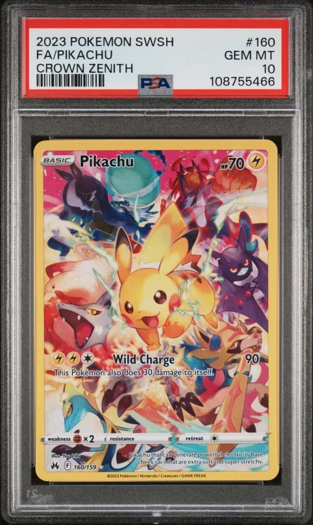 2023 POKEMON FA/PIKACHU SWORD AND SHIELD CROWN ZENITH #160 PSA 10