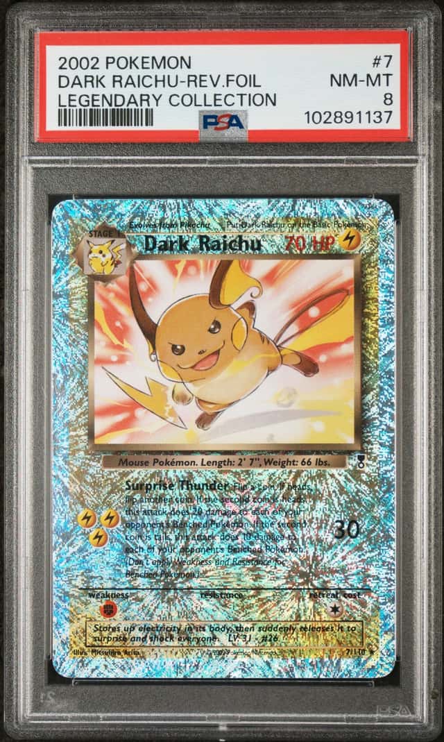 2002 Pokemon Legendary Collection Reverse Holo Dark Raichu #7
