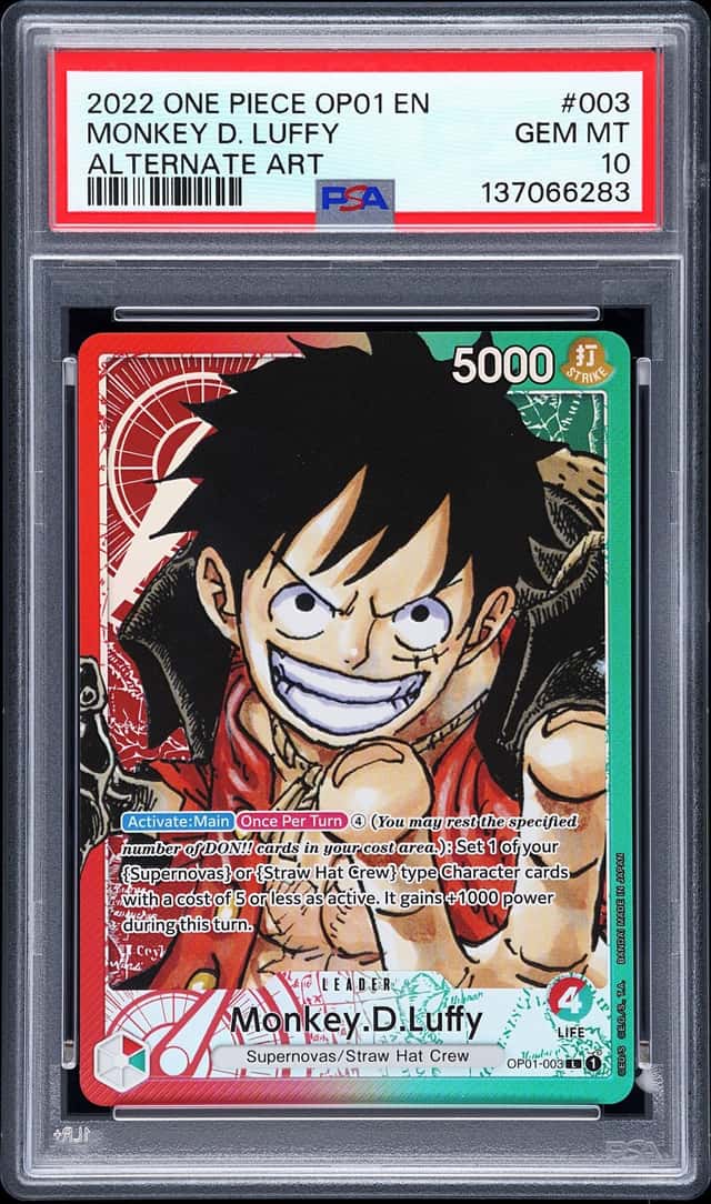 2022 One Piece OP-01 Alternate Art Wave 1 #003 Monkey D. Luffy Pre-Errata PSA 10