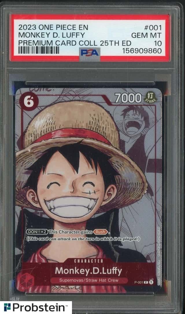 2023 One Piece EN Premium Card 25th Edition #001 Monkey D Luffy PSA 10 GEM MINT