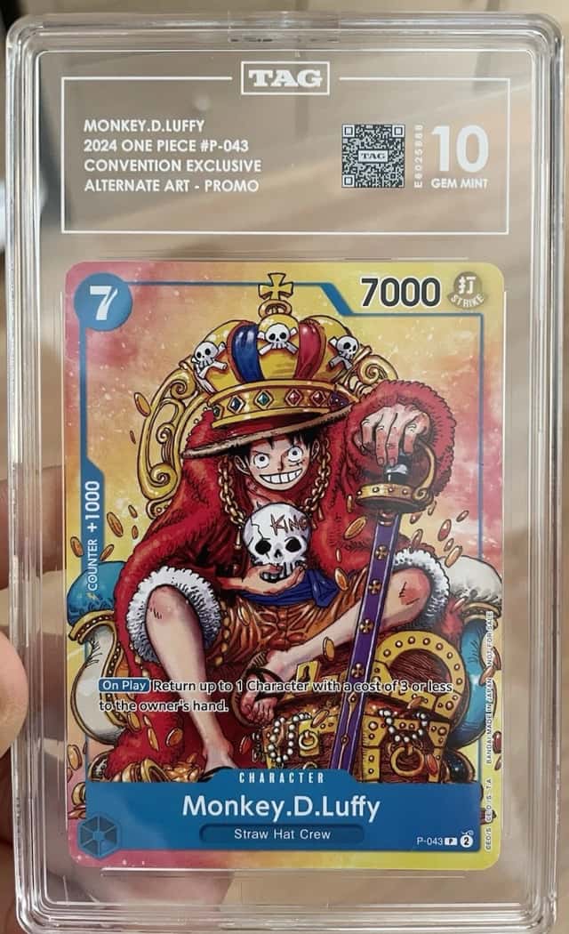 One Piece Monkey D Luffy P-043 Convention Promo Alt Art TAG 10 Gem Mint