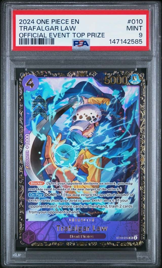 2024 ONE PIECE PROMOS OFFICIAL EVENT TOP PRIZE #010 TRAFALGAR LAW PSA 9