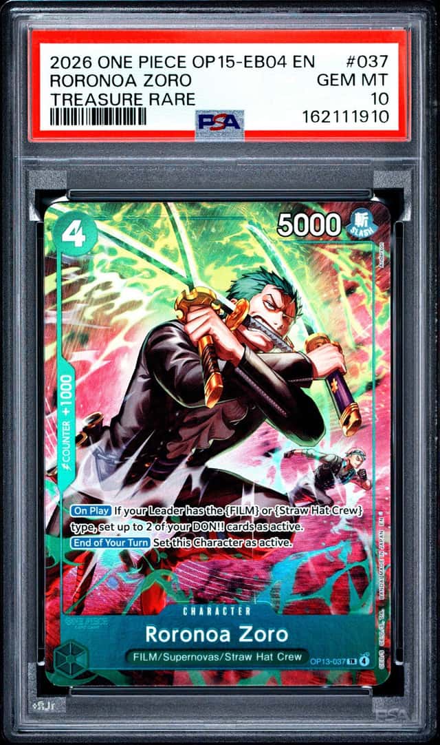 One Piece CCG Roronoa Zoro Treasure Rare Alt Art Holo PSA 10 Gem Mint TCG