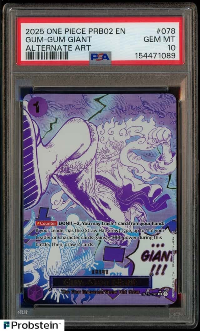 2025 One Piece PRB02 EN #078 GUM GUM GIANT Alternate Art PSA 10 GEM MINT