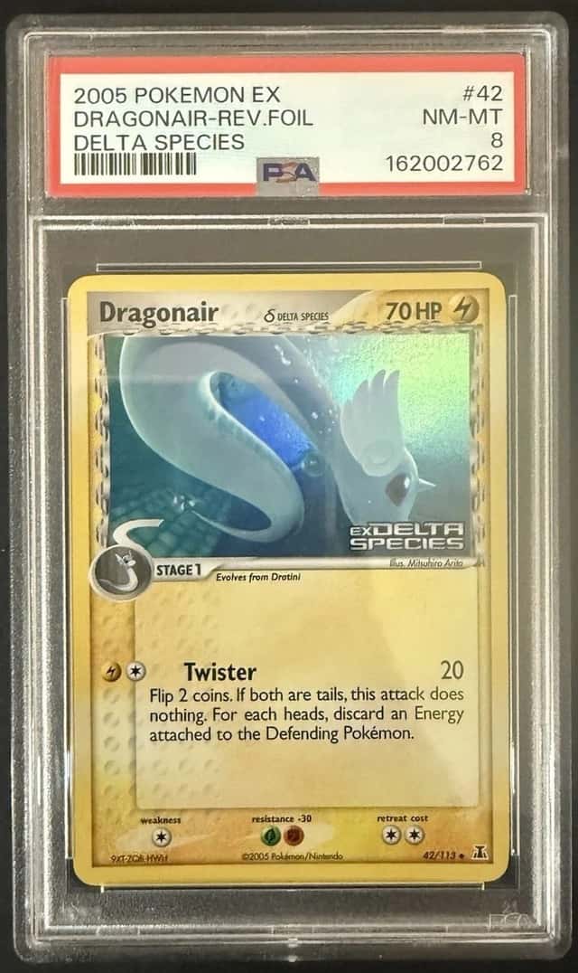 2005 POKEMON EX DELTA SPECIES #42 DRAGONAIR-REVERSE FOIL PSA 8 NM MT