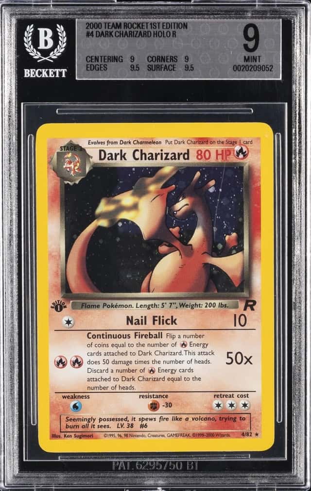 2000 POKEMON TEAM ROCKET 1ST EDITION #4 DARK CHARIZARD BGS 9