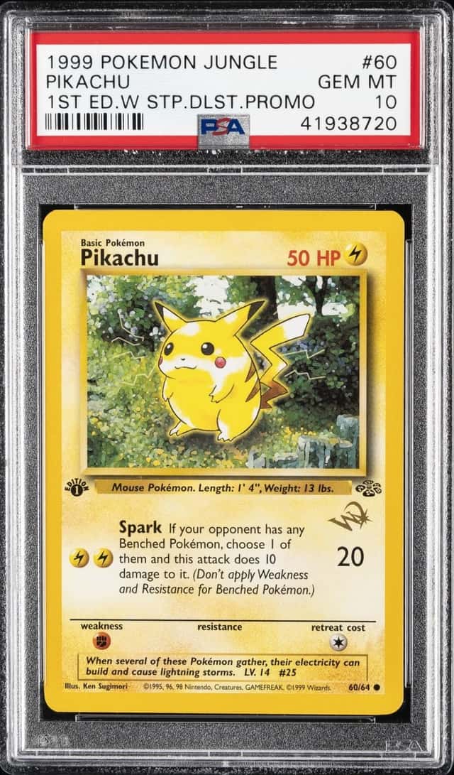 1999 POKEMON JUNGLE 1ST EDITION W STAMP DUELIST PROMO #60 PIKACHU PSA 10