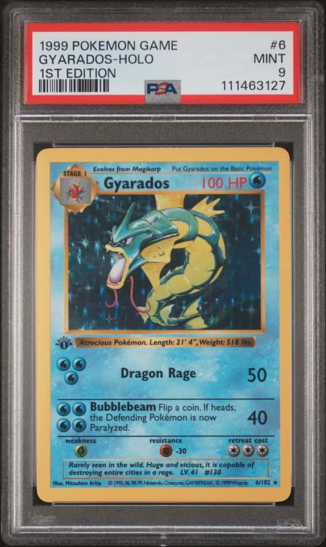 Pokémon TCG Gyarados Base Set Shadowless 1st Ed Holo Rare 6/102 PSA 9
