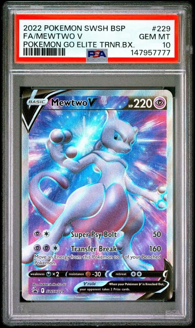 2022 POKEMON SWSH BLACK STAR PROMO #229 FULL ART/MEWTWO V PSA 10