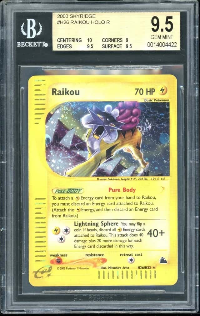Pokemon Raikou 2003 Skyridge HOLO R BGS 9.5