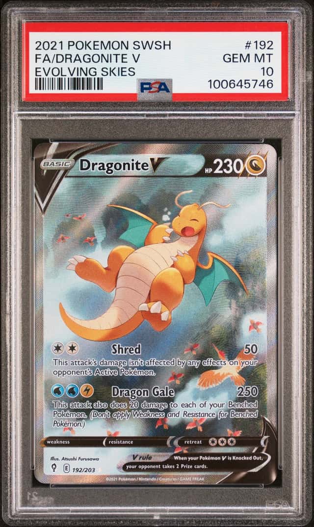 2021 Pokemon SWSH Evolving Skies Dragonite V Alternate Full Art #192/203 PSA 10
