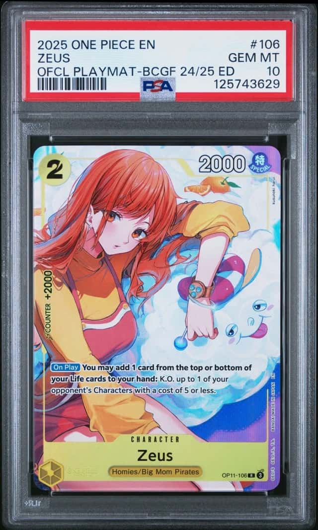 2025 ONE PIECE OFFICIAL PLAYMAT #106 ZEUS PSA 10
