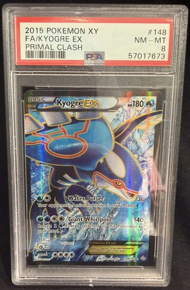 2015 POKEMON XY PRIMAL CLASH #148 FULL ART/KYOGRE EX PSA 8
