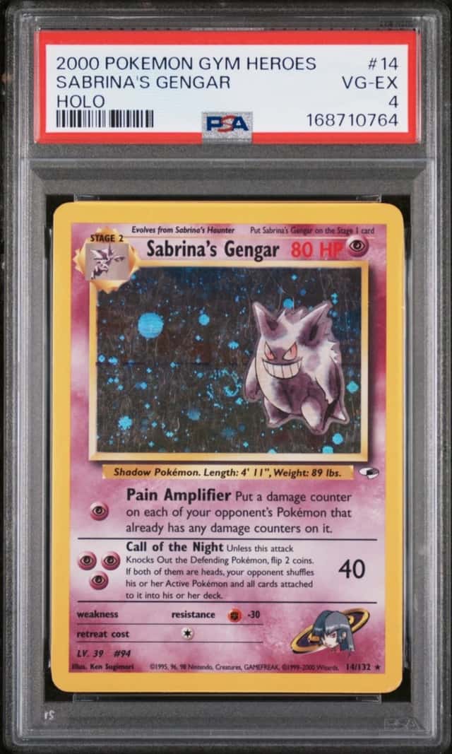 2000 POKEMON GYM HEROES HOLO #14 SABRINA'S GENGAR PSA 4