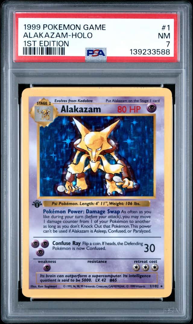 1999 POKEMON BASE SET 1ST EDITION #1 ALAKAZAM-HOLO PSA 7
