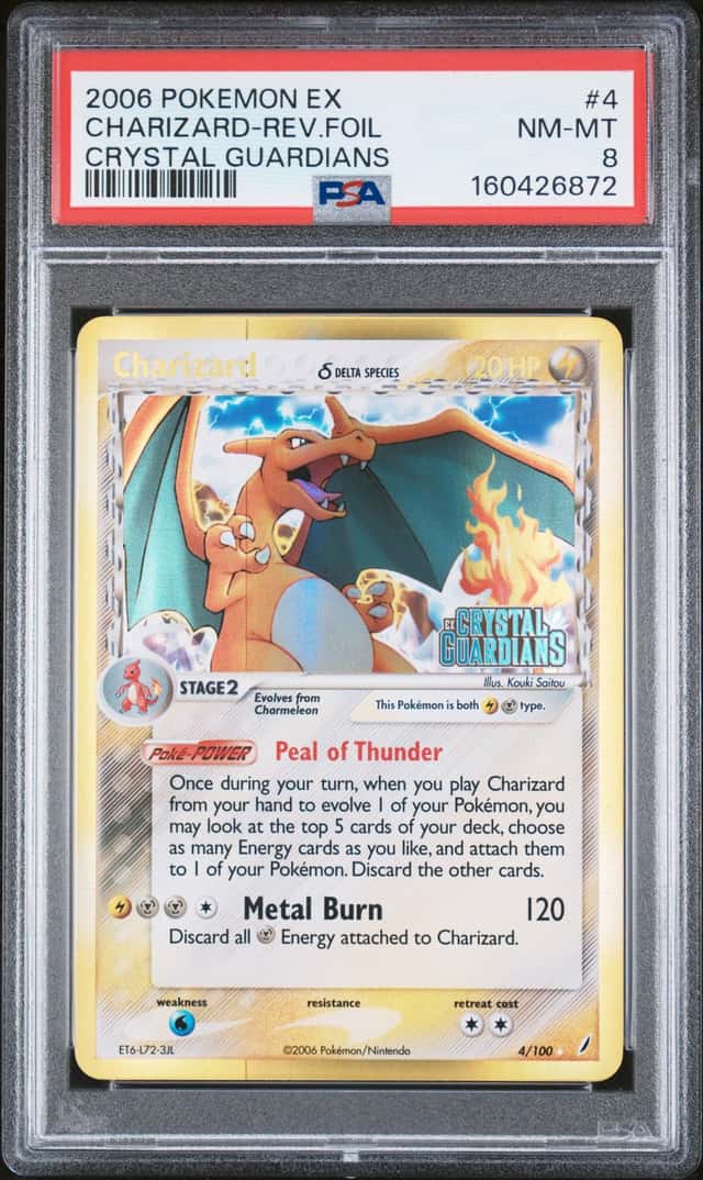 2006 Pokemon EX Crystal Guardians #4 Charizard Reverse Foil PSA 8 NM-MT