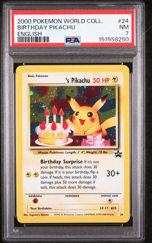 2000 POKEMON PIKACHU WORLD COLLECTION ENGLISH #24 BIRTHDAY PIKACHU PSA 7