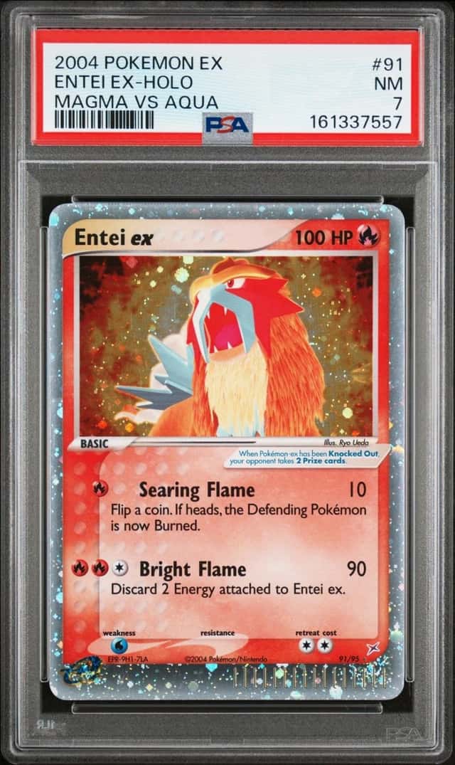 2004 POKEMON EX TEAM MAGMA VS TEAM AQUA #91 ENTEI EX-HOLO PSA 7