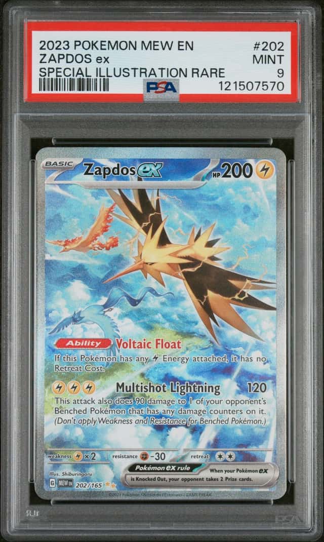 ZAPDOS EX PSA 9 2023 POKEMON SV 151 #202/165 SPECIAL ILLUSTRATION RARE 7570