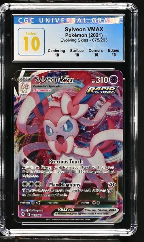 2021 Pokémon Sylveon VMAX Holo Evolving Skies 075/203 CGC PERFECT 10