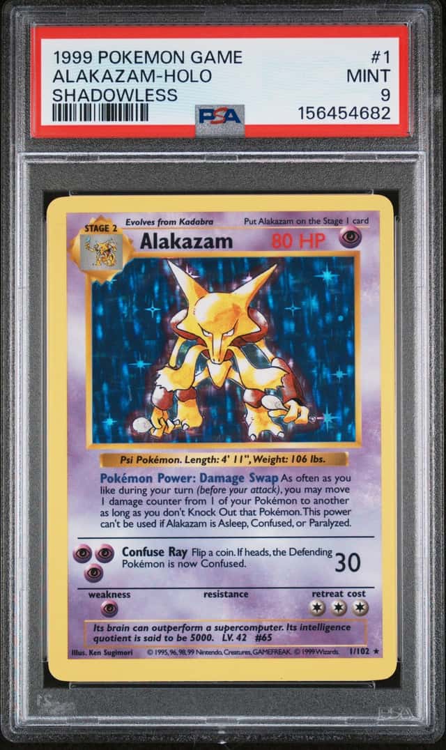 1999 Pokemon Base Set Shadowless Holo Alakazam #1