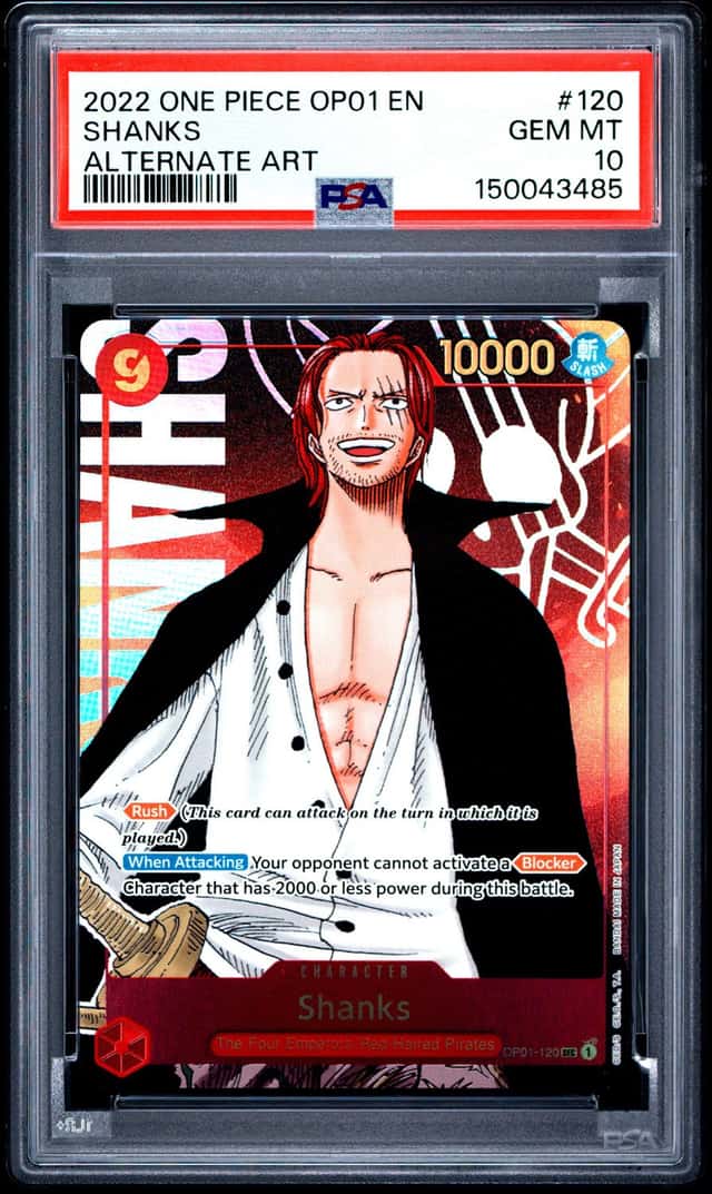 2022 ONE PIECE OP01-ROMANCE DAWN ALTERNATE ART #120 SHANKS PSA 10