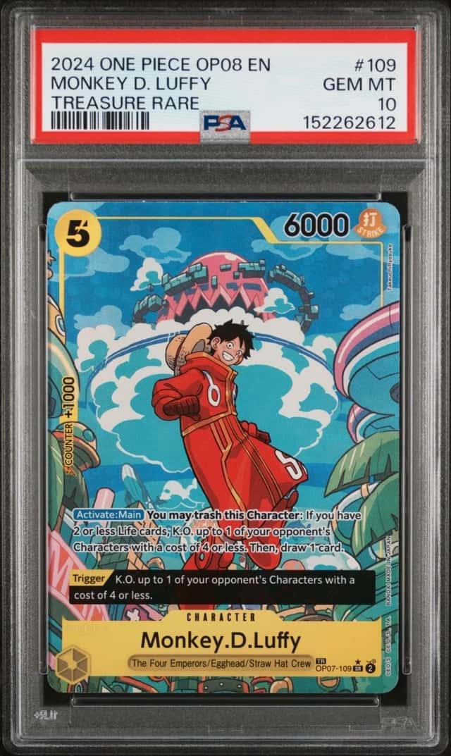  ONE PIECE MONKEY D. LUFFY 2024 OP08-TWO LEGENDS #109 TRE. RARE PSA 10