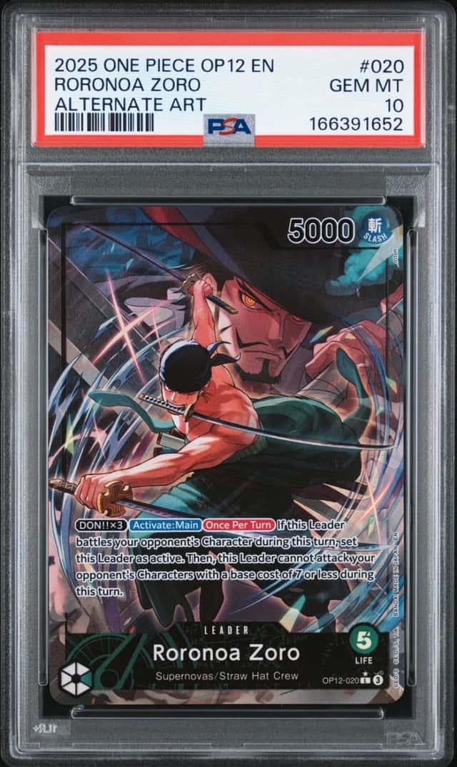 2025 ONE PIECE OP12-LEGACY OF THE MASTER ALTERNATE ART #020 RORONOA ZORO PSA 10