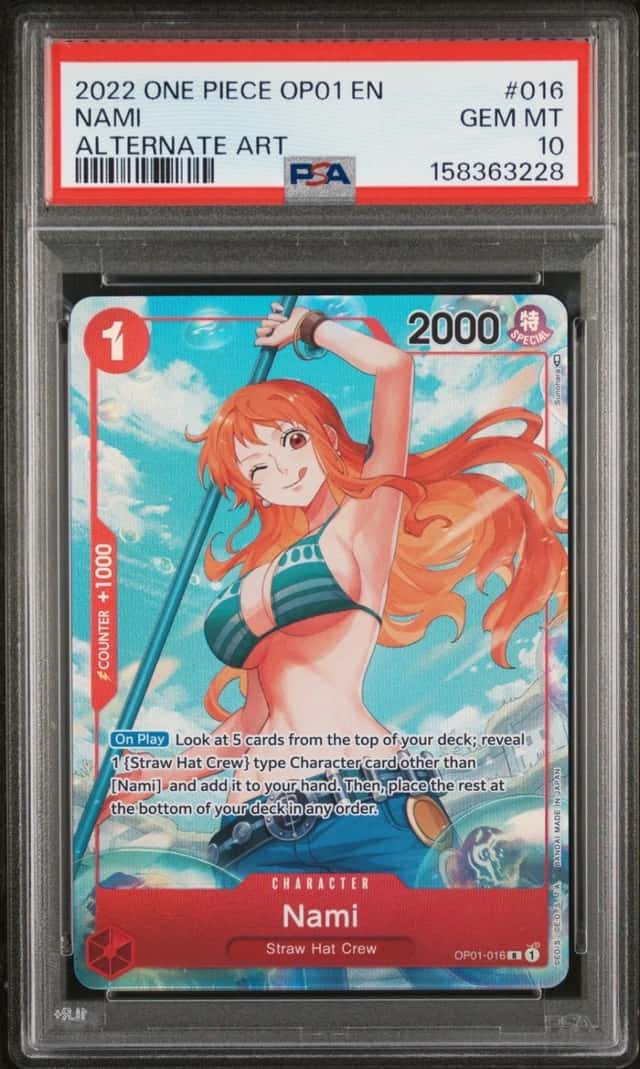 2022 ONE PIECE NAMI ALTERNATE ART OP01-ROMANCE DAWN #016 PSA 10 *PRE-ERRATA*