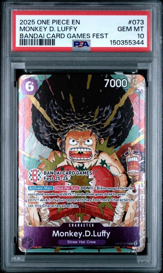 2025 ONE PIECE MONKEY D. LUFFY BANDAI CARD GAMES FEST PROMOS #073 PSA 10