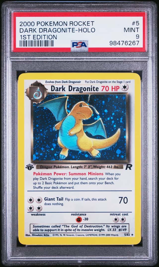 2000 Pokemon Team Rocket 1st Edition Holo Dark Dragonite #5 PSA 9 MINT